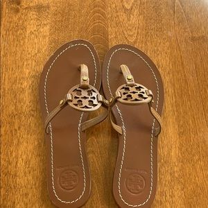 Tori Burch Tan flip flops
